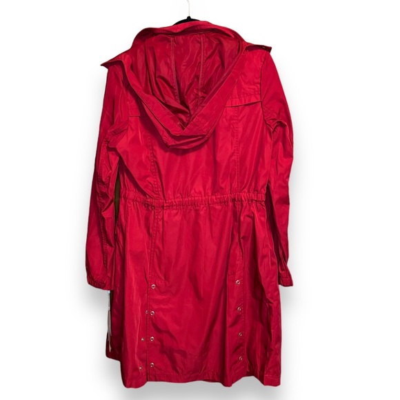 NWT Avec Les Filles Red Oversized Rain Anorak Hooded Trench Coat Women’s Small - Picture 6 of 13